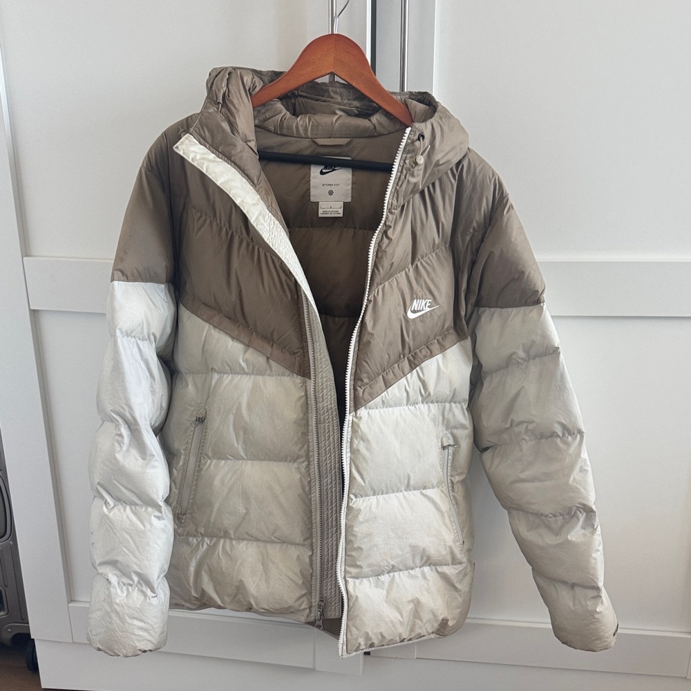 Nike Brown and Cream Hooded Jacket